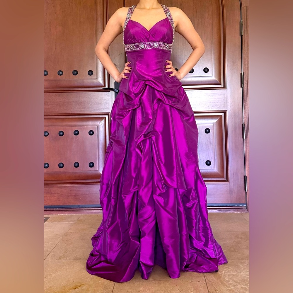 City Triangles Magenta Princess Skirt Prom Dress